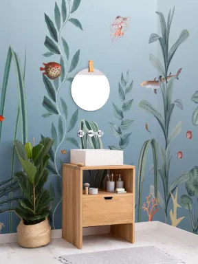 Murale sous-marine poissons bleus et algues