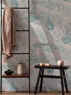 Blaue Vintage Illustrationen Meeresleben Tapete