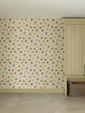 Déco ravissante de papier peint panoramique à motif de coquillages nautiques jaunes