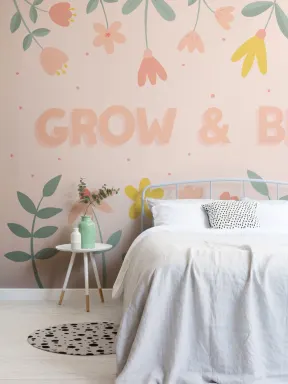 Pink Floral Typography Quote Wallpaper Mural