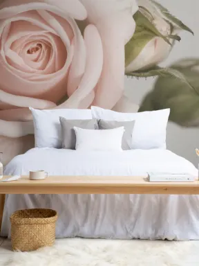 Elegante Roze Blaadjes Roos Behang Muurschildering