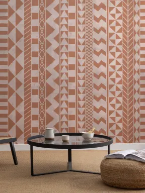 Brown African Inspired Tribal Print Wallpaper Mural