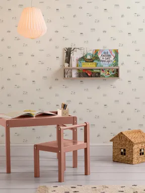 Papier Peint Motif de Petites Maisons aux Tons Neutres