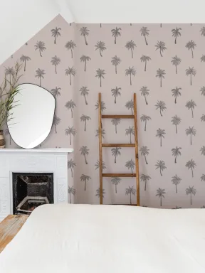 Minimalist Pink Palm Tree Repeat Pattern Wallpaper