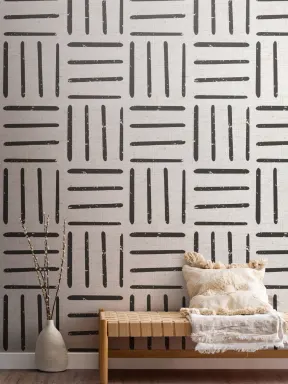 Black & White Tribal Lines Wallpaper Mural