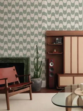 Green Groovy Retro Repeat Pattern Wallpaper