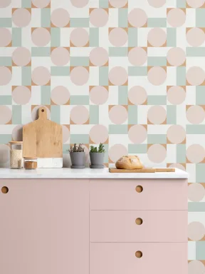 Vaaleanpunainen & sininen pastelli geometriset muodot tapetti