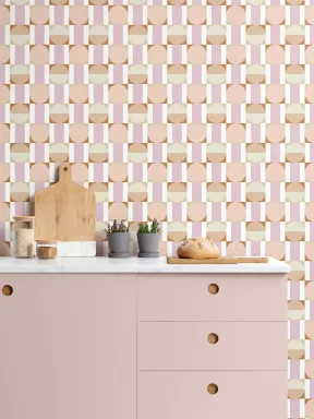 Pink & Orange Pastel Geometric Shapes Wallpaper