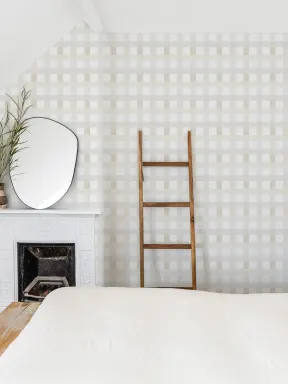 Light Neutral Gingham Wallpaper