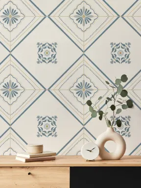 Blue Geometric Tile Classic Wall Mural
