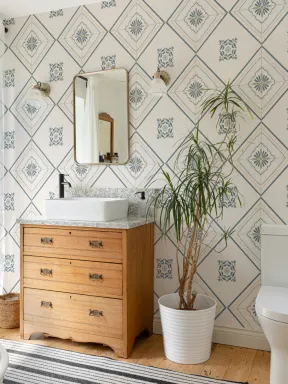 Blue Geometric Tile Classic Wall Mural