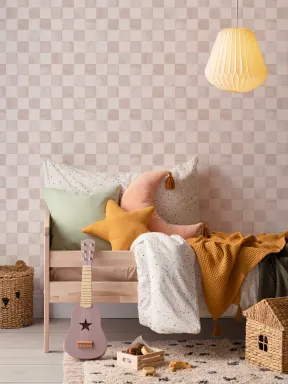 Nude Pink Watercolor Checkered Wallpaper