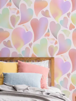 Papier peint cœurs psychédéliques multicolores