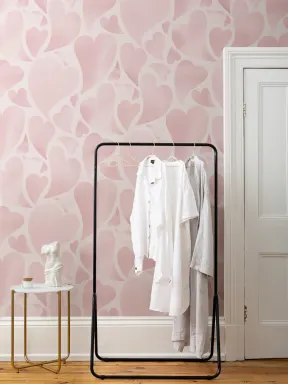 Pink Psychedelic Heart Print Wallpaper