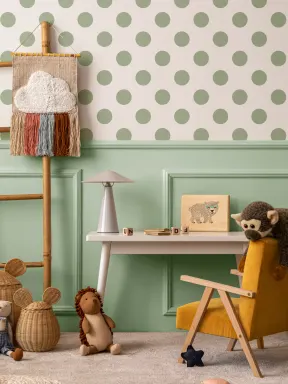 Green Polka Dot Retro Pattern Wallpaper Mural