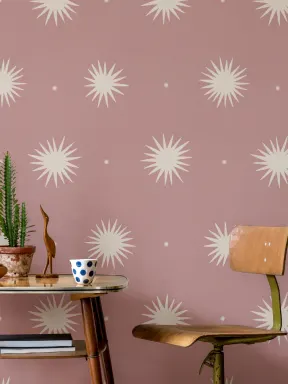 Papier peint rose à motif céleste pour un papier peint panoramique apaisant