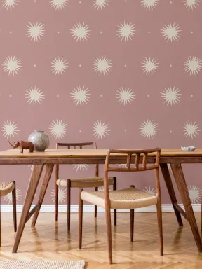 Pink Celestial Pattern Wallpaper For A Calm Mural
