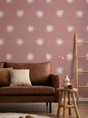 Papier peint rose à motif céleste pour un papier peint panoramique apaisant
