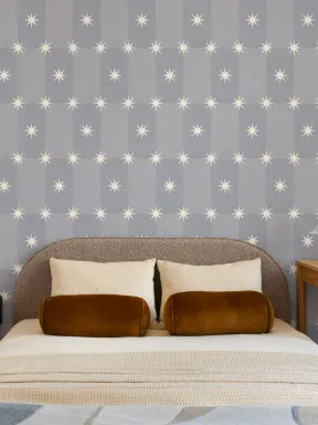 Sterling Blue Star Pattern Contemporary Kids' Mural