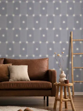 Sterling Blue Star Pattern Contemporary Kids' Mural