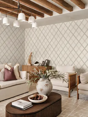 Beige Retro Checkered Pattern Mural For Timeless Charm