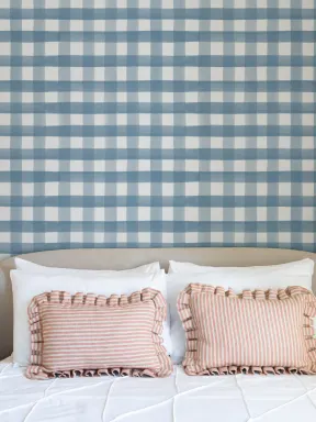 Marineblå akvarell gingham tapet