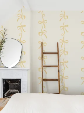 Yellow Ribbon Bow Stripes Mural