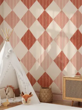 Red Stripe Harlequin Mural