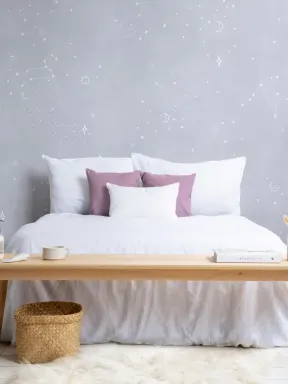 Lilac & White Zodiac Constellation Wallpaper Mural