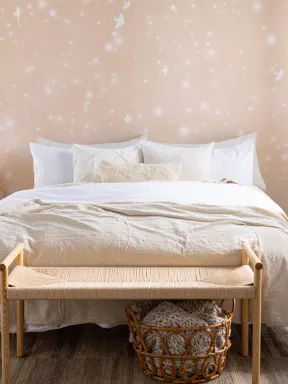 Peach Watercolor Galaxy & Doves Mural