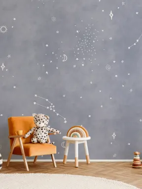 Navy & White Zodiac Constellation Mural