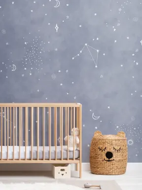 Navy & White Zodiac Constellation Mural