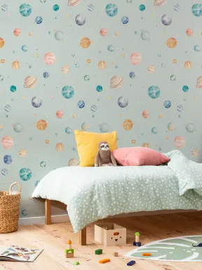 Wonder Blue Celestial Kids’ Space Adventure Mural