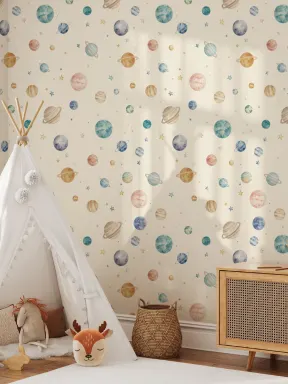 Papier peint multicolore de l'aventure spatiale