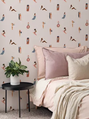Cream Beach Life Seaside Repeat Pattern Behang