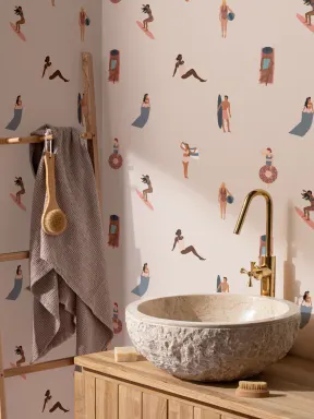 Papel Pintado Vida en la Playa Beige