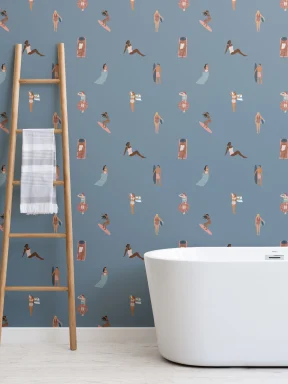 Papier Peint Vie sur la Plage Bleu