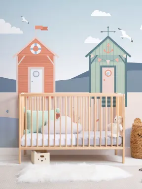 Beach Hut Seaside Wallpaper Mural