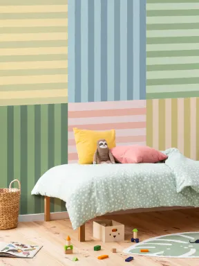 Mural de papel pintado a mano de rayas labor de retazos