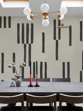 Ręcznie malowana geometryczna fototapeta w czarno-białe linie