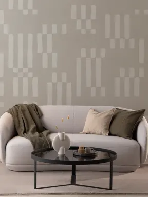 Handgemalte geometrische Fototapete Block in Beige