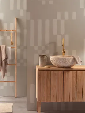Håndmalt geometrisk fototapet i beige