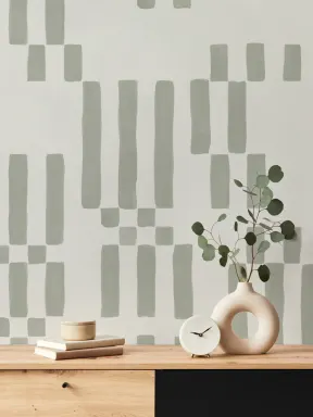 Ręcznie malowana blokowa fototapeta geometryczna w kolorze zielonym