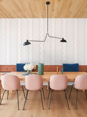 Pink Ric Rac Striped Wallpaper