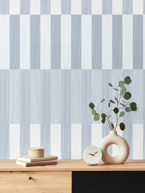 Mural de papel de parede de riscas verticais de bloco de cor azul