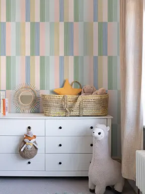 Soft Pastel Chunky Stripes Wallpaper Mural