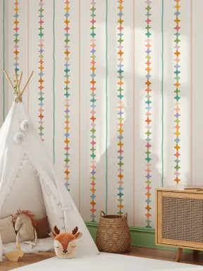 Papier Peint Rayures Multicolores en Croisé