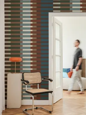 Multicolor Striped Retro Mid-Century Modern Mural