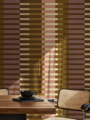 Warm Retro Geometric Striped Multicolor Mural