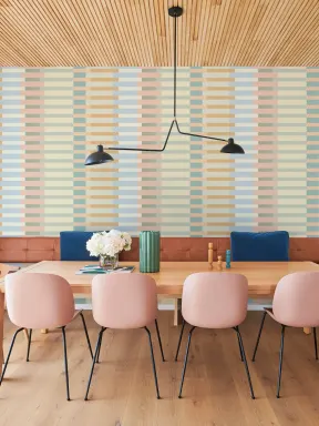 Papier peint multicolore rayé à motif géométrique pour enfants